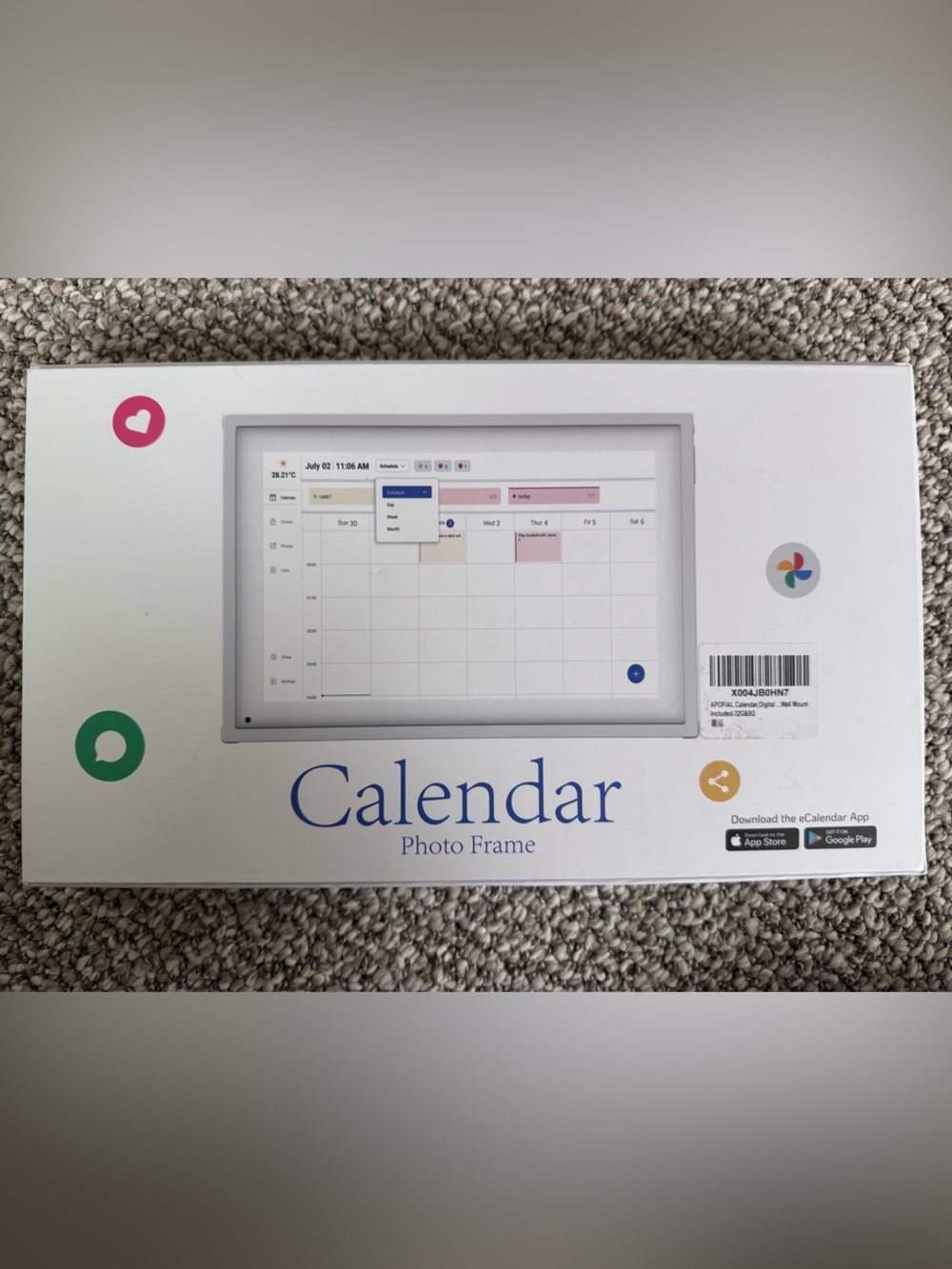 Calendar Photo Frame - Black Frame